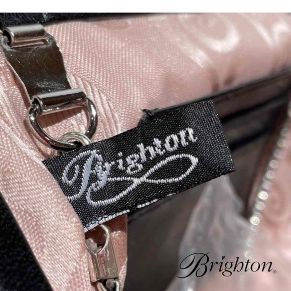 BRIGHTON My Michelle Mini Rose Pouch Clutch Black Leather Shoulder Bag - Picture 11 of 12